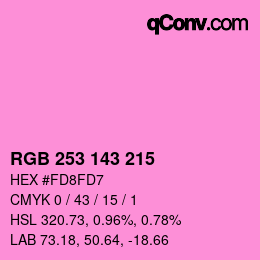 カラーコード: RGB 253 143 215 | qconv.com