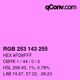 カラーコード: RGB 253 143 255 | qconv.com