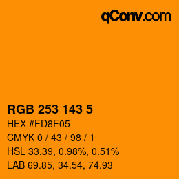 カラーコード: RGB 253 143 5 | qconv.com