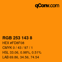 カラーコード: RGB 253 143 8 | qconv.com