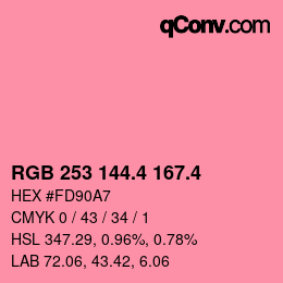 カラーコード: RGB 253 144.4 167.4 | qconv.com
