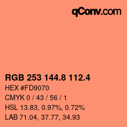 カラーコード: RGB 253 144.8 112.4 | qconv.com