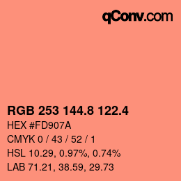 カラーコード: RGB 253 144.8 122.4 | qconv.com