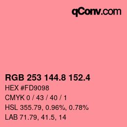カラーコード: RGB 253 144.8 152.4 | qconv.com