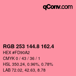 カラーコード: RGB 253 144.8 162.4 | qconv.com