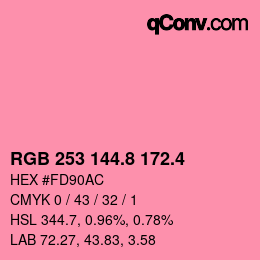 カラーコード: RGB 253 144.8 172.4 | qconv.com