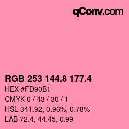 カラーコード: RGB 253 144.8 177.4 | qconv.com