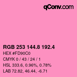 カラーコード: RGB 253 144.8 192.4 | qconv.com