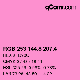 カラーコード: RGB 253 144.8 207.4 | qconv.com