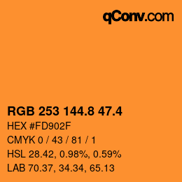 カラーコード: RGB 253 144.8 47.4 | qconv.com