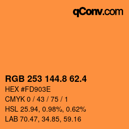 カラーコード: RGB 253 144.8 62.4 | qconv.com