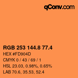 カラーコード: RGB 253 144.8 77.4 | qconv.com