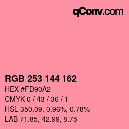 Color code: RGB 253 144 162 | qconv.com