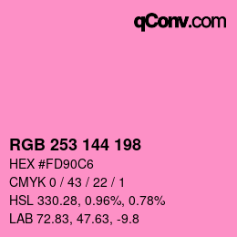 Color code: RGB 253 144 198 | qconv.com