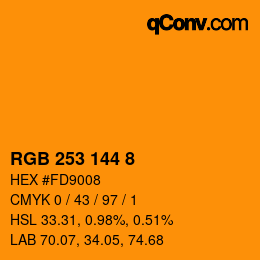 颜色代码: RGB 253 144 8 | qconv.com