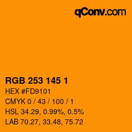 Color code: RGB 253 145 1 | qconv.com