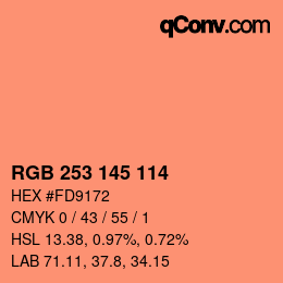 カラーコード: RGB 253 145 114 | qconv.com