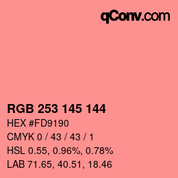 Color code: RGB 253 145 144 | qconv.com