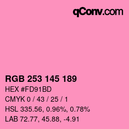 Color code: RGB 253 145 189 | qconv.com