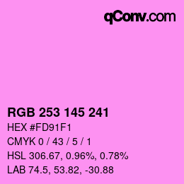 Color code: RGB 253 145 241 | qconv.com