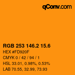 カラーコード: RGB 253 146.2 15.6 | qconv.com