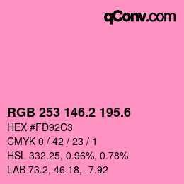 カラーコード: RGB 253 146.2 195.6 | qconv.com