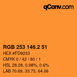 カラーコード: RGB 253 146.2 51 | qconv.com