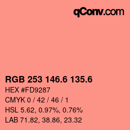 カラーコード: RGB 253 146.6 135.6 | qconv.com