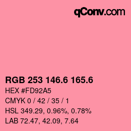 カラーコード: RGB 253 146.6 165.6 | qconv.com