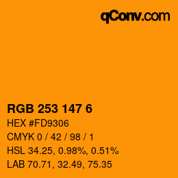 Color code: RGB 253 147 6 | qconv.com