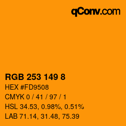 颜色代码: RGB 253 149 8 | qconv.com