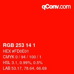 Color code: RGB 253 14 1 | qconv.com