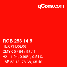 Color code: RGB 253 14 6 | qconv.com