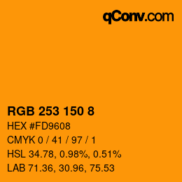 颜色代码: RGB 253 150 8 | qconv.com