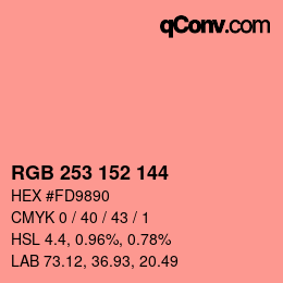 カラーコード: RGB 253 152 144 | qconv.com
