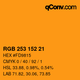 カラーコード: RGB 253 152 21 | qconv.com