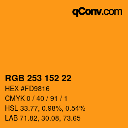 カラーコード: RGB 253 152 22 | qconv.com