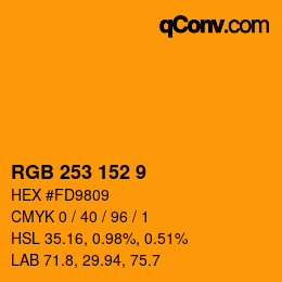 カラーコード: RGB 253 152 9 | qconv.com