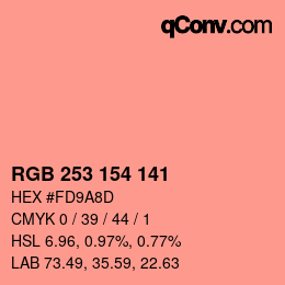 カラーコード: RGB 253 154 141 | qconv.com
