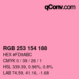Color code: RGB 253 154 188 | qconv.com