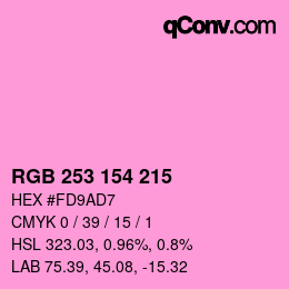 カラーコード: RGB 253 154 215 | qconv.com