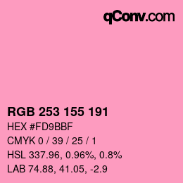 カラーコード: RGB 253 155 191 | qconv.com