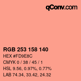 颜色代码: RGB 253 158 140 | qconv.com