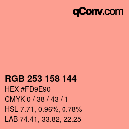 颜色代码: RGB 253 158 144 | qconv.com