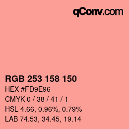 颜色代码: RGB 253 158 150 | qconv.com