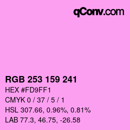 Color code: RGB 253 159 241 | qconv.com