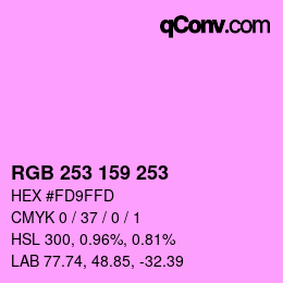 Color code: RGB 253 159 253 | qconv.com