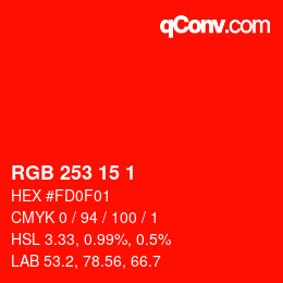 Color code: RGB 253 15 1 | qconv.com
