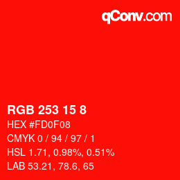 Color code: RGB 253 15 8 | qconv.com