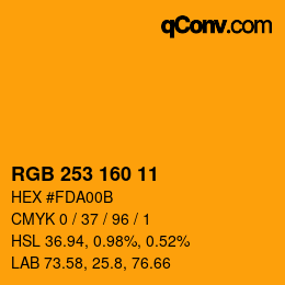Color code: RGB 253 160 11 | qconv.com